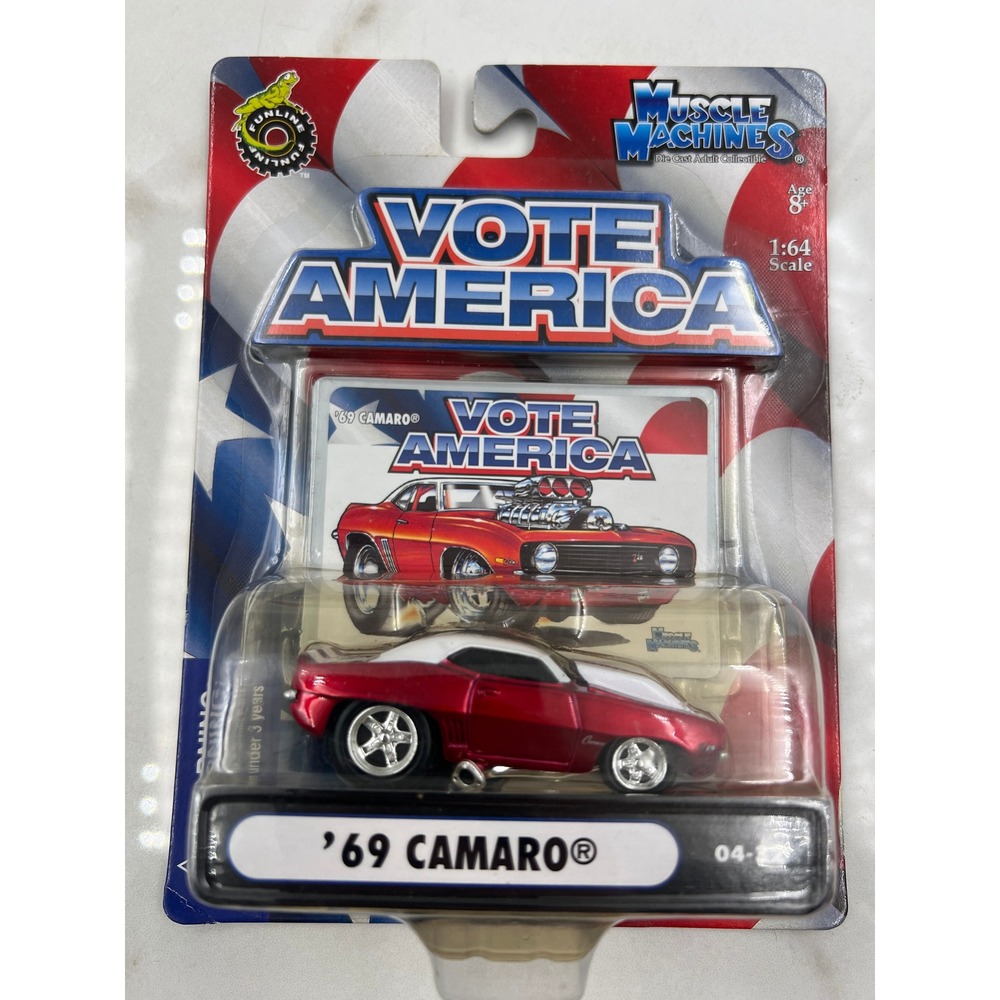 Muscle Machines 1969 Camaro Vote America 1:64 Die Cast Red Funline 2004 04-32